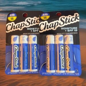 Lot Of 2 Three Packs Chapstick Tubes 24h Moisture‎ + SPF 15 Lip Protectant